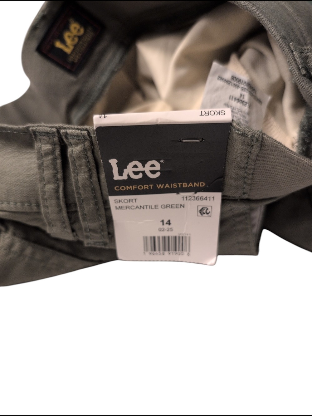 Nwt Lee Skort Stretch Waistband Green Travel Casual Comfortable 14 - Picture 7 of 7